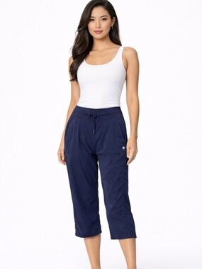 LULULEMON Studio Crop in Cadet Blue Side Pockets Drawstring Waist US Sz 6